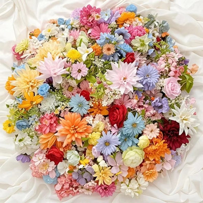   20/52PC Random Mix Artificial Silk Flowers Bulk DIY Home Wedding Decor Floral
