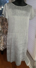 Theory Structured Twill Shift Dress Gray Linen Sz Sm Cap Sleeve Classy NWT $395