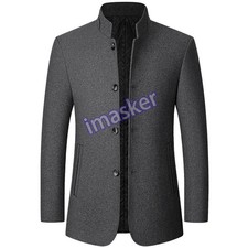 Men's Woolen Jacket Stand Collar Casual Outwear Jacket Casual Business Coats New