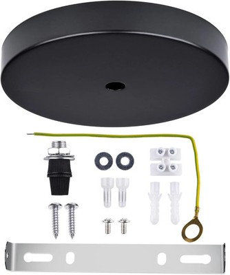 7'' Modern Rewind Ceiling Canopy Kit,Black Single Hole Ceiling Plate for Pendant