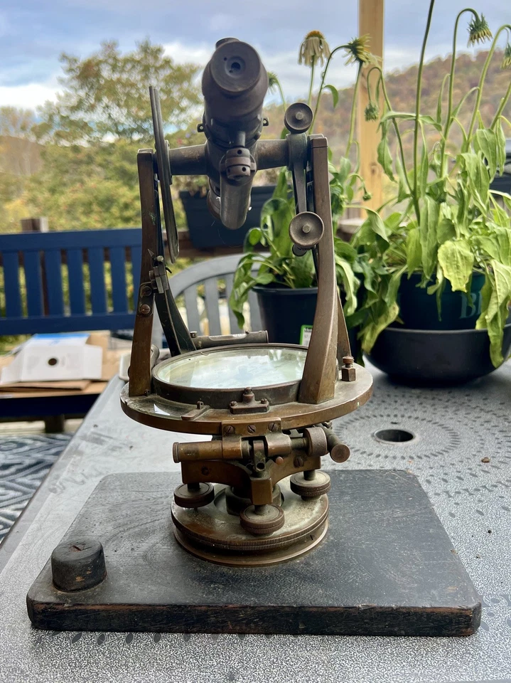 Antique K&E Keuffel & Esser Surveyors Transit Compass N Y wood base - Image 2 of 4