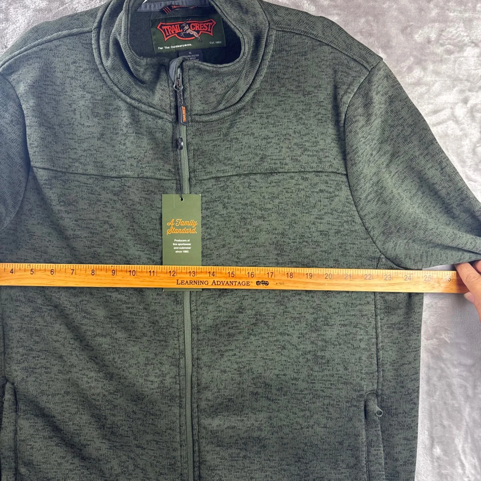 Trailcrest Fleece Jacket Mens XL Green Full Zip Mock Neck Sweater (1852) image 9