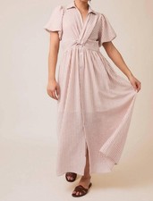 Gilli Cricket Front Tie Detail Striped Maxi Dress White/pink