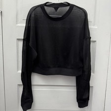 Relaxed Cropped Mesh Pullover Alo Yoga Women s Small Black FLAWED