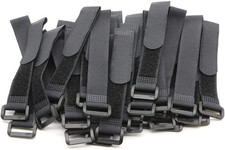 25Pcs Black Reusable Fastening Cable Straps, Hook and Loop Cable Tie down Straps