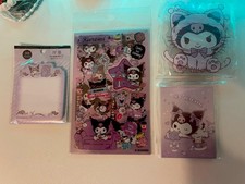 Sanrio Kuromi Bundle including acrylic pen holder , notepads and sticker sheets