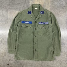 Vintage 1968 US Air Force OG-107 Utility Shirt Green Medium 21 X 28 Patches