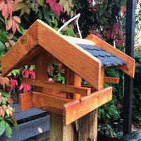 Darlux Rechteckiges Vogel Futter Haus Zum HäNgen Holz Vogelhaus Braun/Schwarz