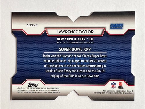 2015 Topps Chrome Lawrence Taylor Super Bowl On The Fifty Pulsar Refractor /50 - Picture 10 of 19