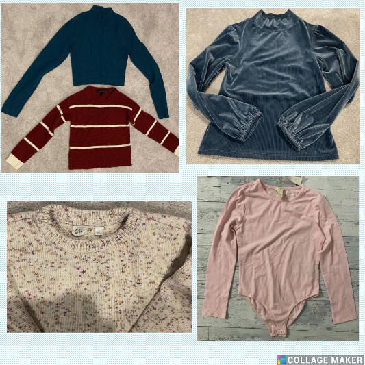 Girls MEDIUM 7/8 8/9 Clothing Lot [6 Pieces] Long Sleeve Tops Sweaters Bodysuit