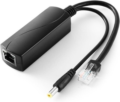 REVODATA Gigabit PoE Splitter 12V/2A DC 5.5 * 2.1mm Stecker, 48V PoE zu DC