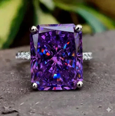 #ad Luxury amp; RARE 6 Ct Certified Purple Diamond Solitaire Ring Free Diamond Studs $225.00