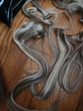 CLIP-IN HAIR Golden Blonde Highlights Human Hair Extensions 18-613 - 15'' 70G 