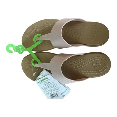 CROCS Tulum Flip Flop Sandal Women s Size 6 Pink Clay Metallic
