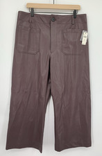 Anthropologie Maeve Pants 34 Petite The Colette Wide Leg Crop Faux Leather NEW