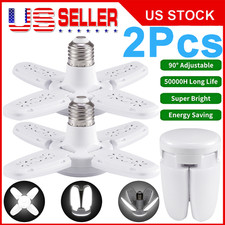 2Pcs E27 LED Garage Light Bulb Deformable Ceiling Fixture Lights Folding Lamp US