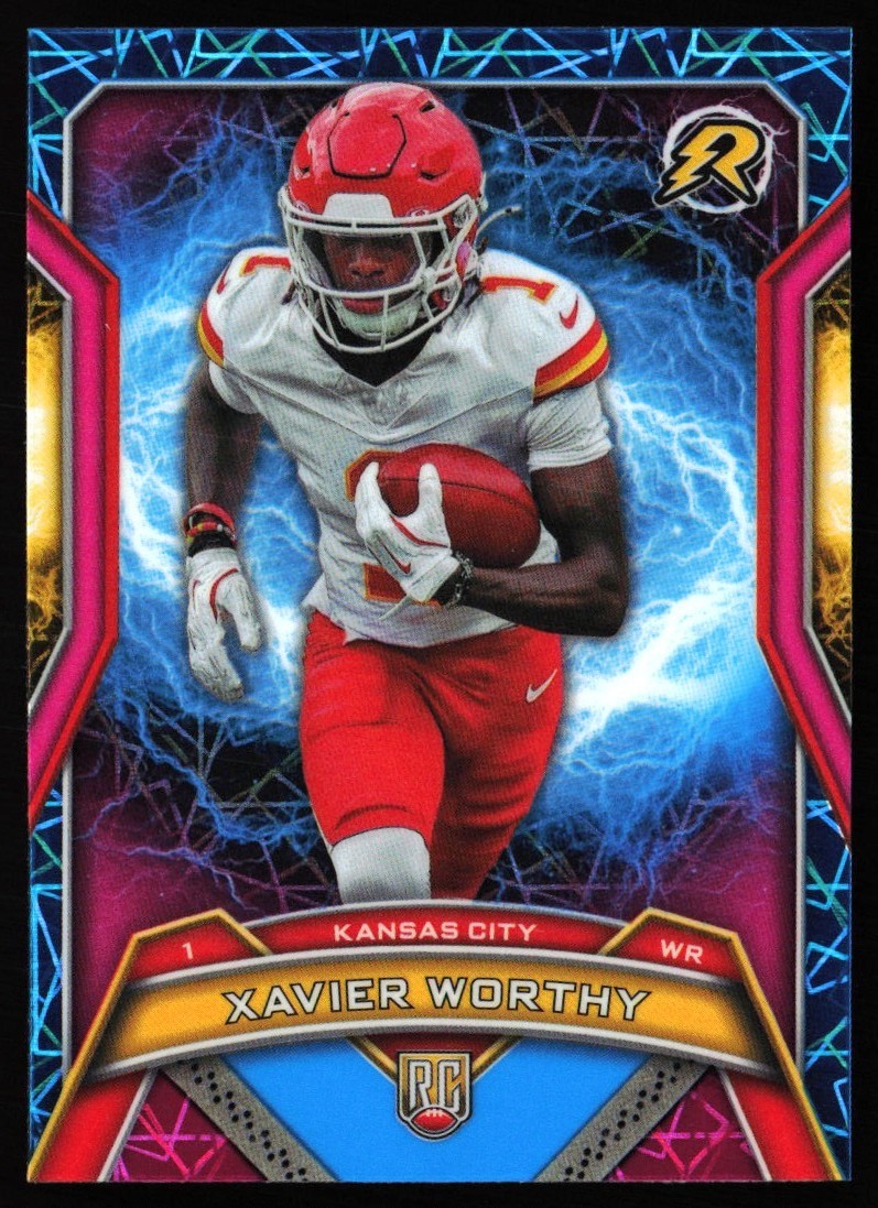 2024 Topps Resurgence Sky Blue & Pink Shock Xavier Worthy Rookie #143 SB6