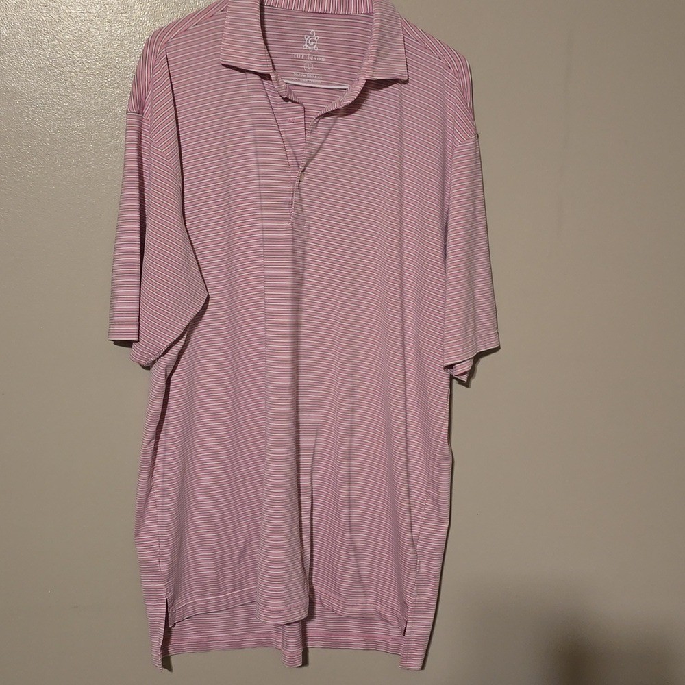 Turtleson Golf Polo Shirt Pink White Mens Size Large