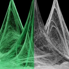 Aneco Halloween Spider Web Glow in the Dark Webs 1600sqft Fake White