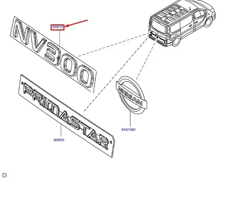 NISSAN NV300 Primastar X82 Rear Badge Emblem 8488800Q1H NEW GENUINE - Bild 1 von 2