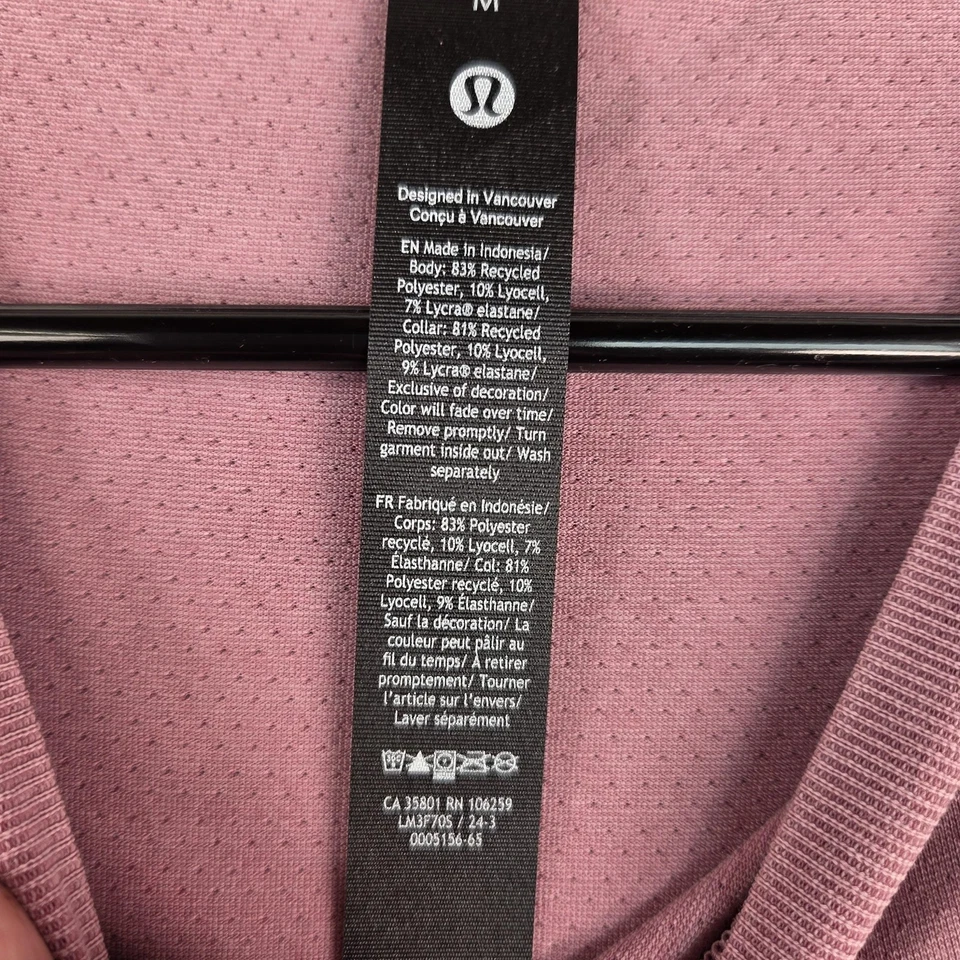NUEVO CON ETIQUETAS Camisa Lululemon Entrenamiento Relajado Manga Corta Lavada Para Hombres Mediana Rosa Foto 2 de 4