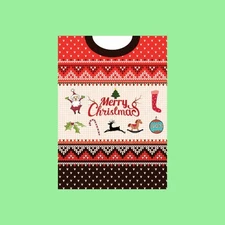 Very Cool Modern Postcard - Ugly Christmas Sweater Postcard, Christmas Postcards