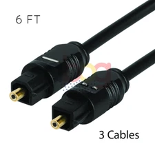 Fiber Optic Cable 3 PCS 6 Feet Toslink Digital Audio Soundbar SPDIF Optical Cord