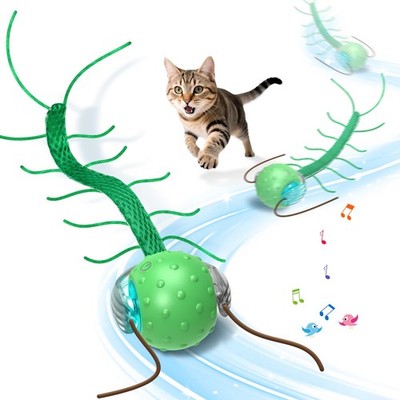 Giociv Interactive Cat Toys for Bored Cats, with Chirping, Centipede Green