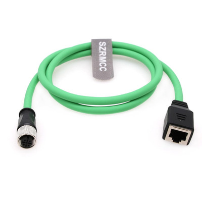 M12 D-Code 4 Pin Male to RJ45 Female Connector EtherCAT Cable High Flex Cat6 Shi