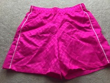 DSG Youth Soccer Shorts Large 14-16 Pink Check Nylon Athletic Running Kids