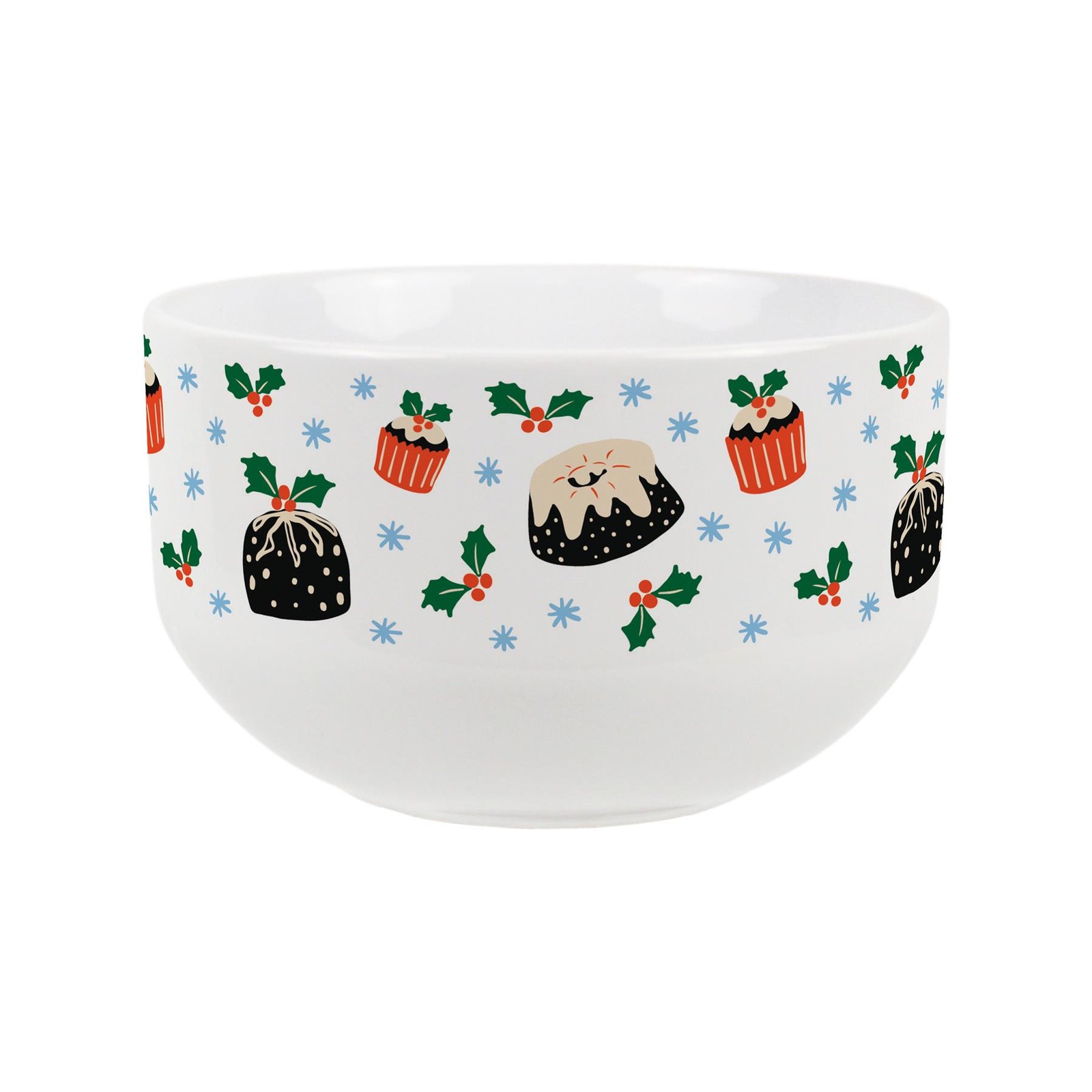 Christmas Cakes Ceramic Bowl - Xmas Treats/Desserts Tableware Gifts