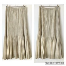 ISSEY MIYAKE PLEATS PLEASE Long Skirt Size 3 Khaki Stripe F/S from Japan