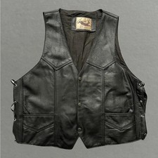 Vintage 80 s Genuine Leather Western Biker Punk Motorcycle Vest. Size L.