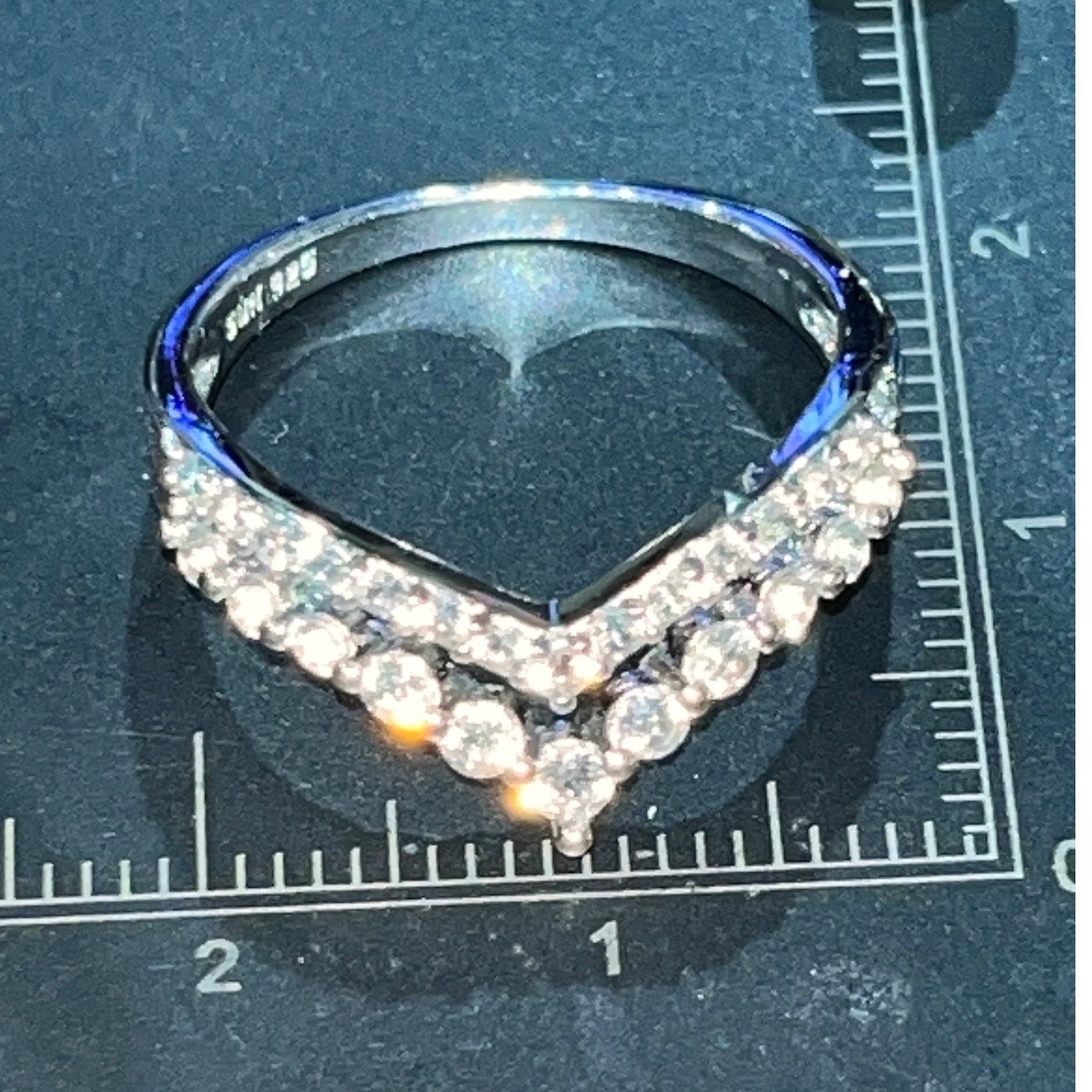 Sterling Silver V Shape Stackable Ring Lab Create… - image 3