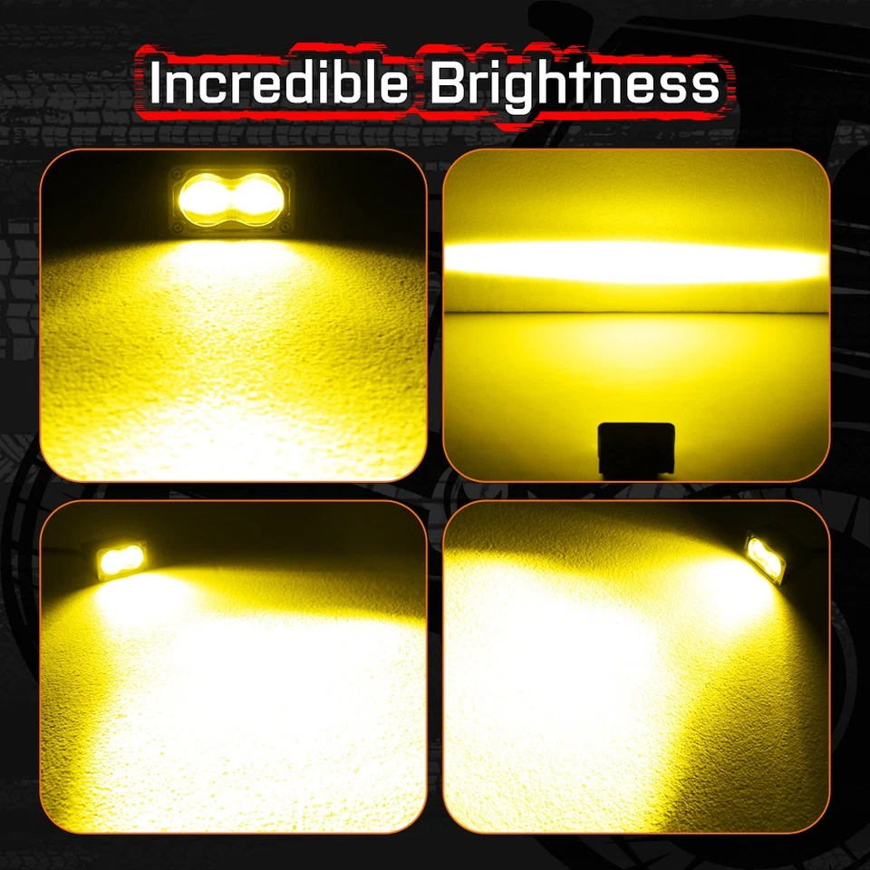 Pair SAE Amber Fog LED Lights Work Foglights for 2019-2024 RAM 1500 Rebel & TRX Foto 2 de 4