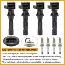 4PCS Energy Ignition Coil & Spark Plug for Mazda 3 6 MX-5 Miata CX-7 2.0 2.3 2.5