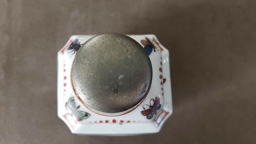 1850´s Rare Antique Chinese Handpainted Tea Caddy with lid. 8" - Picture 5 of 7