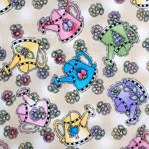 Quilting Fabric Floral Friendship Garden Whole Country Caboodle Watering Cans HY