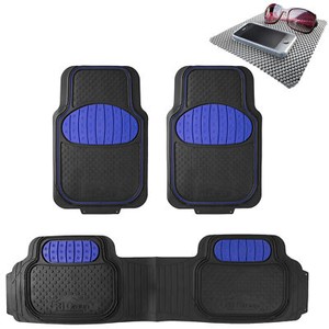 Blue Black Heavy Duty Floor Mats from FH Group for Auto Car w/ Free Dash Mat