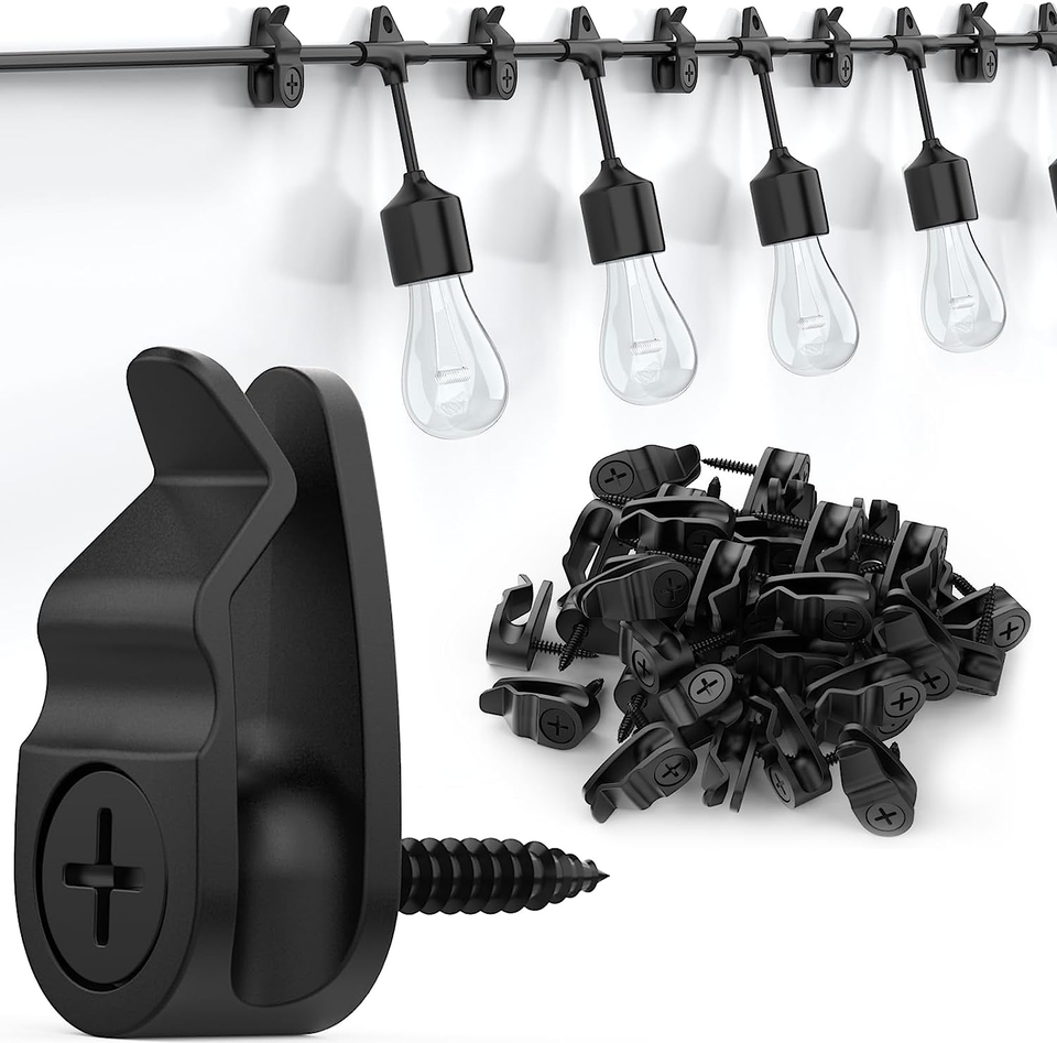 Outdoor String Lights Clips, Weatherproof Cable Hanger Hooks for