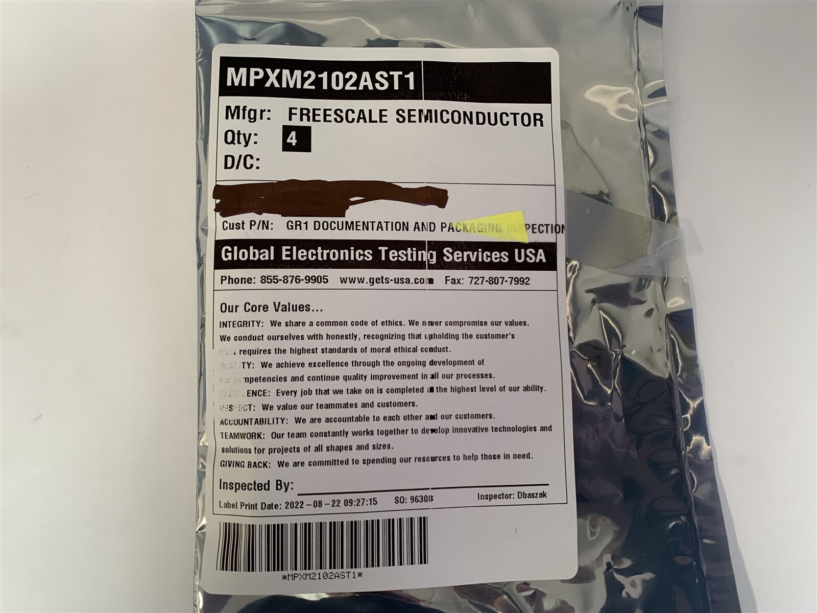 NXP MPXM2102AST1 Pressure Sensor Switch 14.5 PSI Absolute - 4 pcs