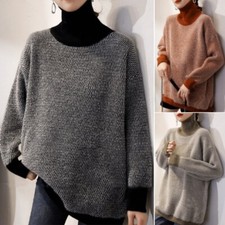 Maglione In Faux Mohair Con Collo Alto, Midi, Lungo E Largo