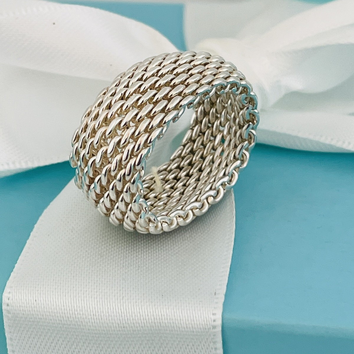 TIFFANY & Co. SOMERSET RING:サマセットメッシュリング Size 7 Tiffany & Co Somerset Mesh Weave Ring Flexible Dome Unisex