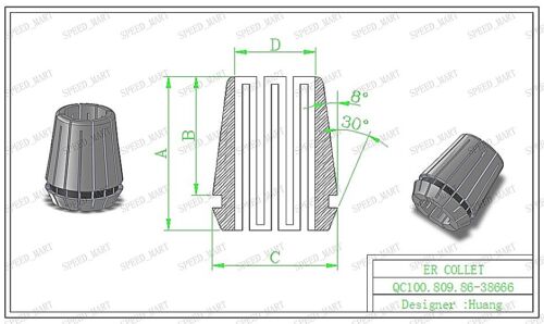 9pcs ER8 Molla Raccoglitore Mandrino Set Utensili Precisione CNC 1 1.5 2 2.5 3 3.5 4 4.5 5mm - Foto 3 di 3