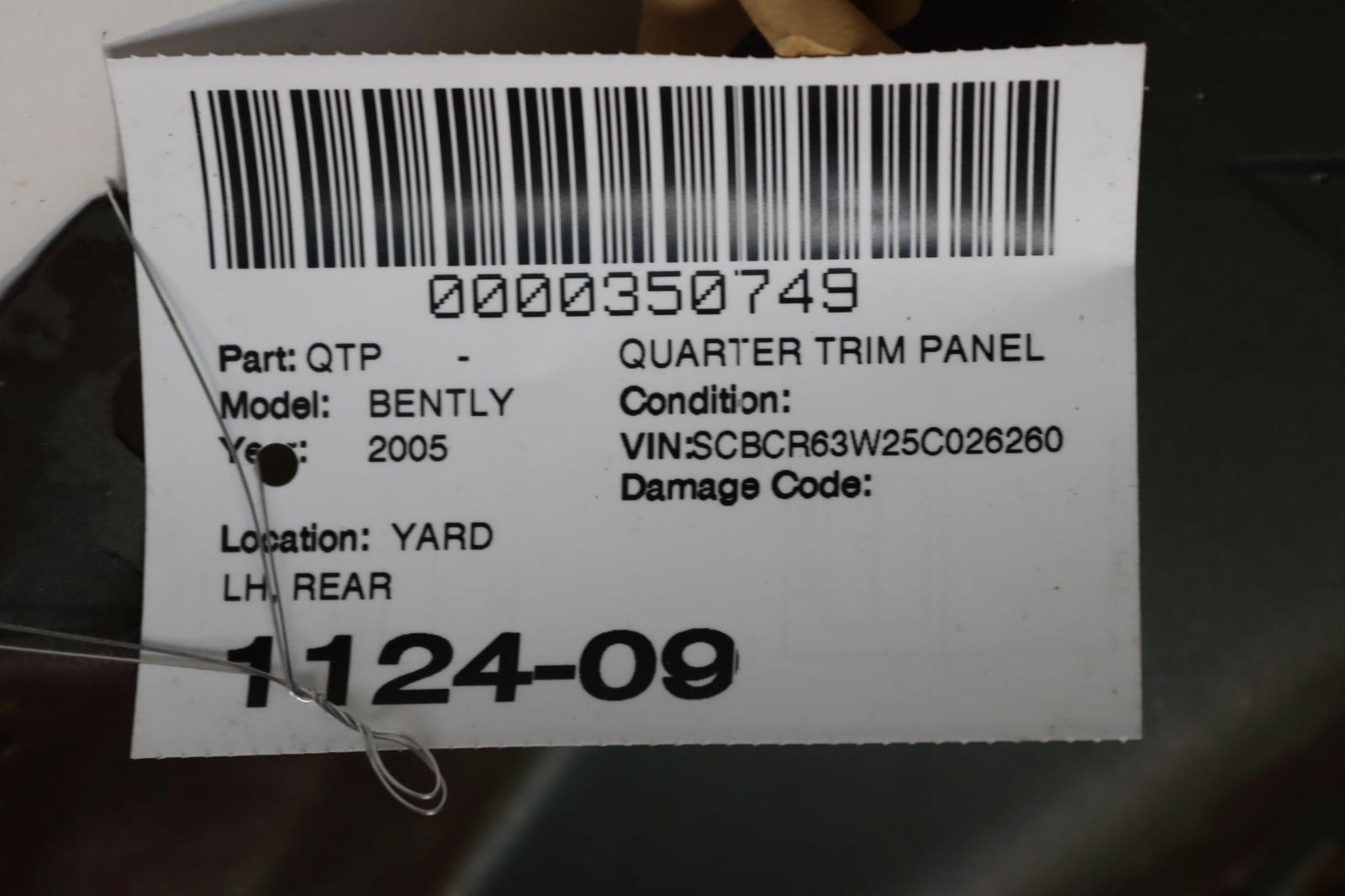 2003-2011 BENTLEY CONTINENTAL GT REAR LEFT SIDE QUARTER PANEL TRIM COVER OEM