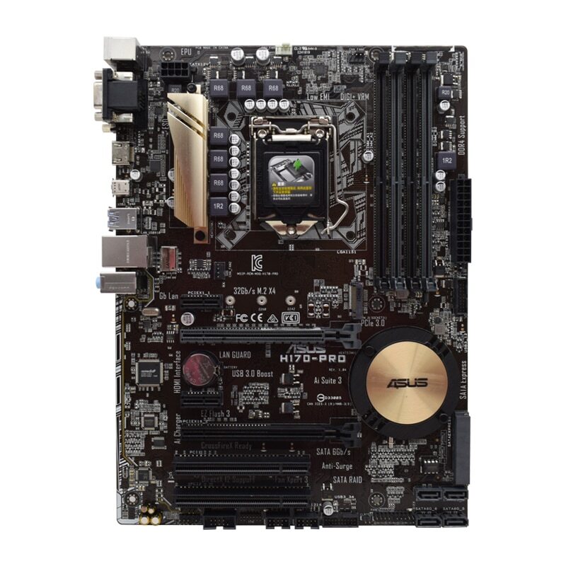 ASUS H170-PRO Motherboard ATX Intel H170 LGA1151 DDR4 64GB SATA3 M