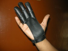 Guanti da tiro con l'arco, guanti con 3 dita, guanti da tiro, guanti in pelle da arciere, guanti