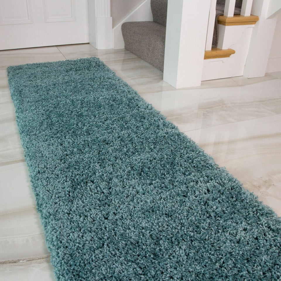 Duck Egg Shaggy Runner Rug Long Hallway Rugs Blue Carpet Runners