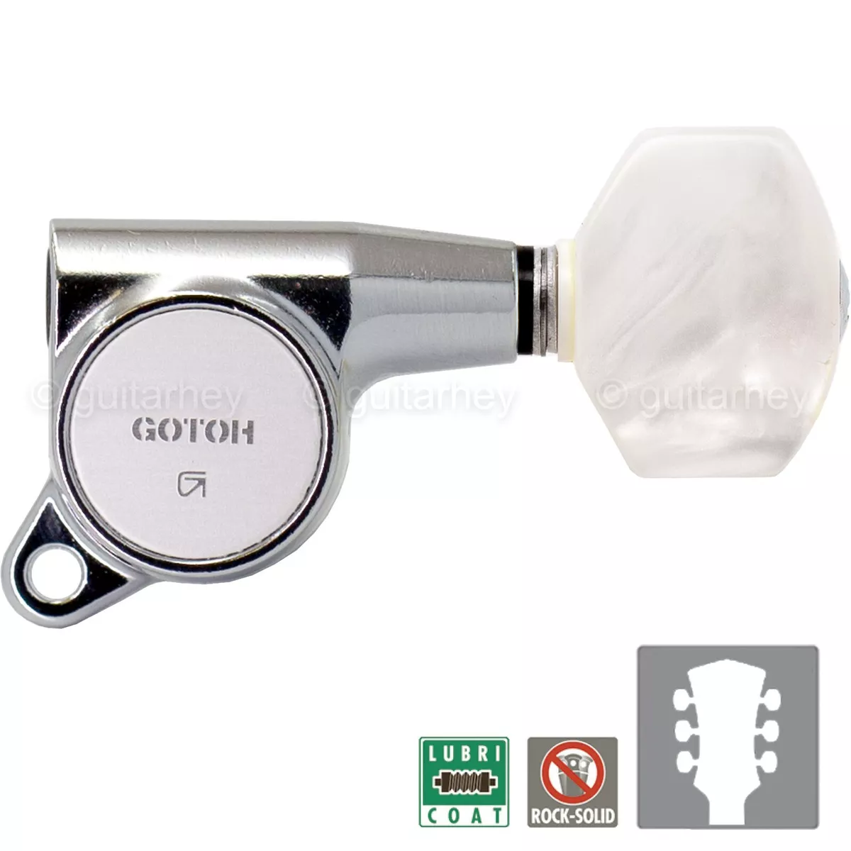 NEW Gotoh SG381 P7 Sealed Mini Tuners Set L3 R3 w PEARLOID Buttons 3x3 CHROME