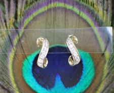 Solid 14K Yellow Gold S Drop Earrings lab-created Cubic Zirconia CZ Post Classy